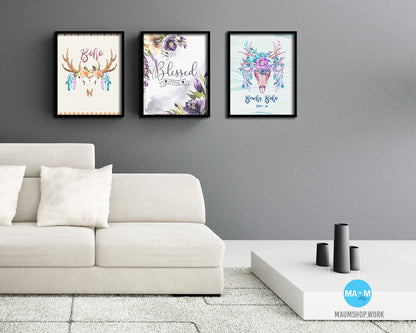 Blessed MAMA Mother's Day Framed Print Home Decor Wall Art Gifts