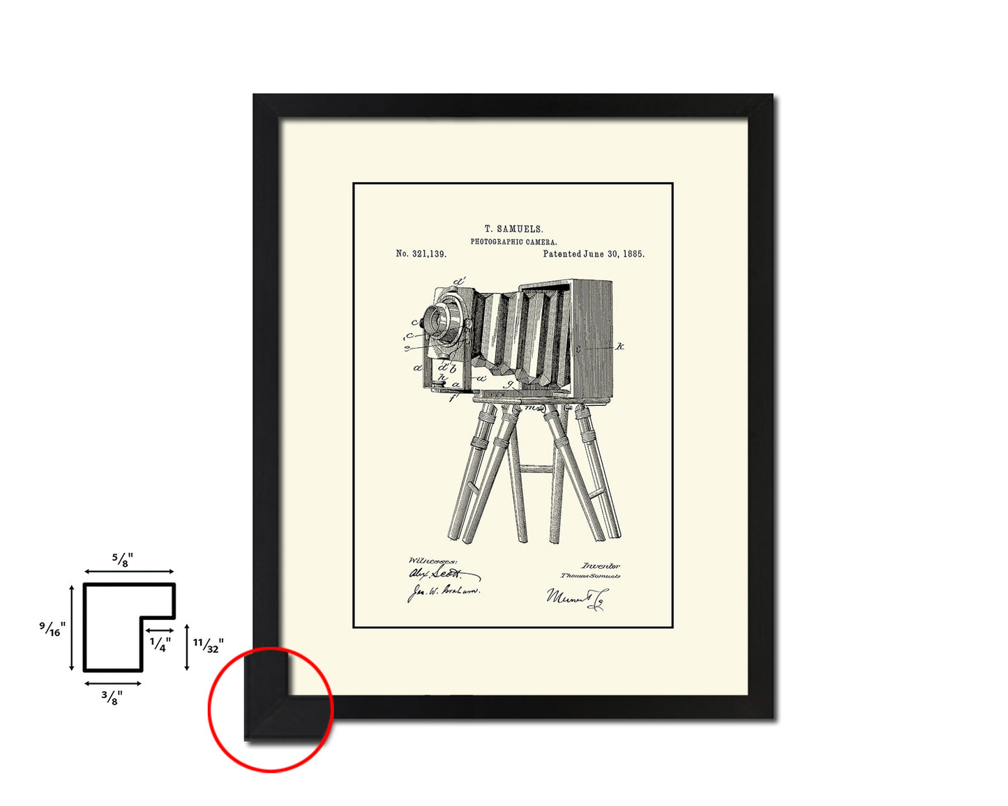 Photographic Camera Vintage Patent Artwork Black Frame Print Wall Art Decor Gifts