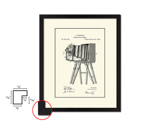 Photographic Camera Vintage Patent Artwork Black Frame Print Wall Art Decor Gifts