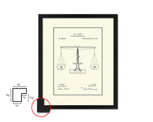 Balance Weighing Scale Tools Vintage Patent Artwork Black Frame Print Gifts