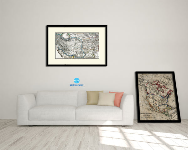 Iran Afghanistan Old Map Framed Print Art Wall Decor Gifts