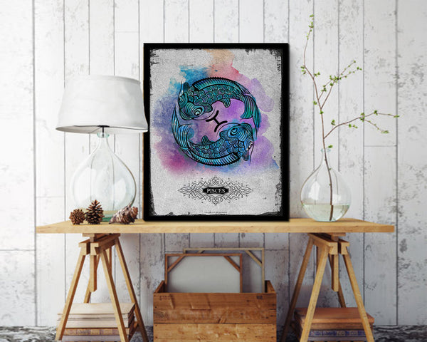 Pisces Constellation Prediction Yearly Horoscope Wood Framed Paper Print Wall Art Decor Gifts