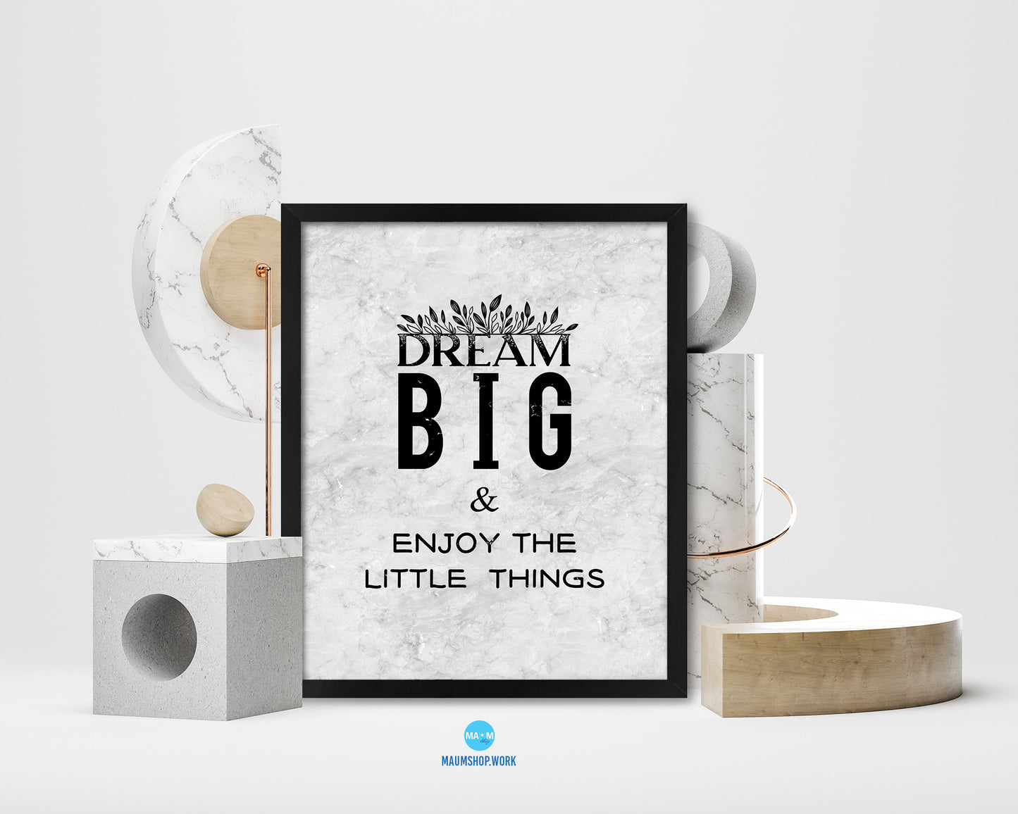 Dream big & enjoy the little things Quote Framed Print Wall Art Decor Gifts