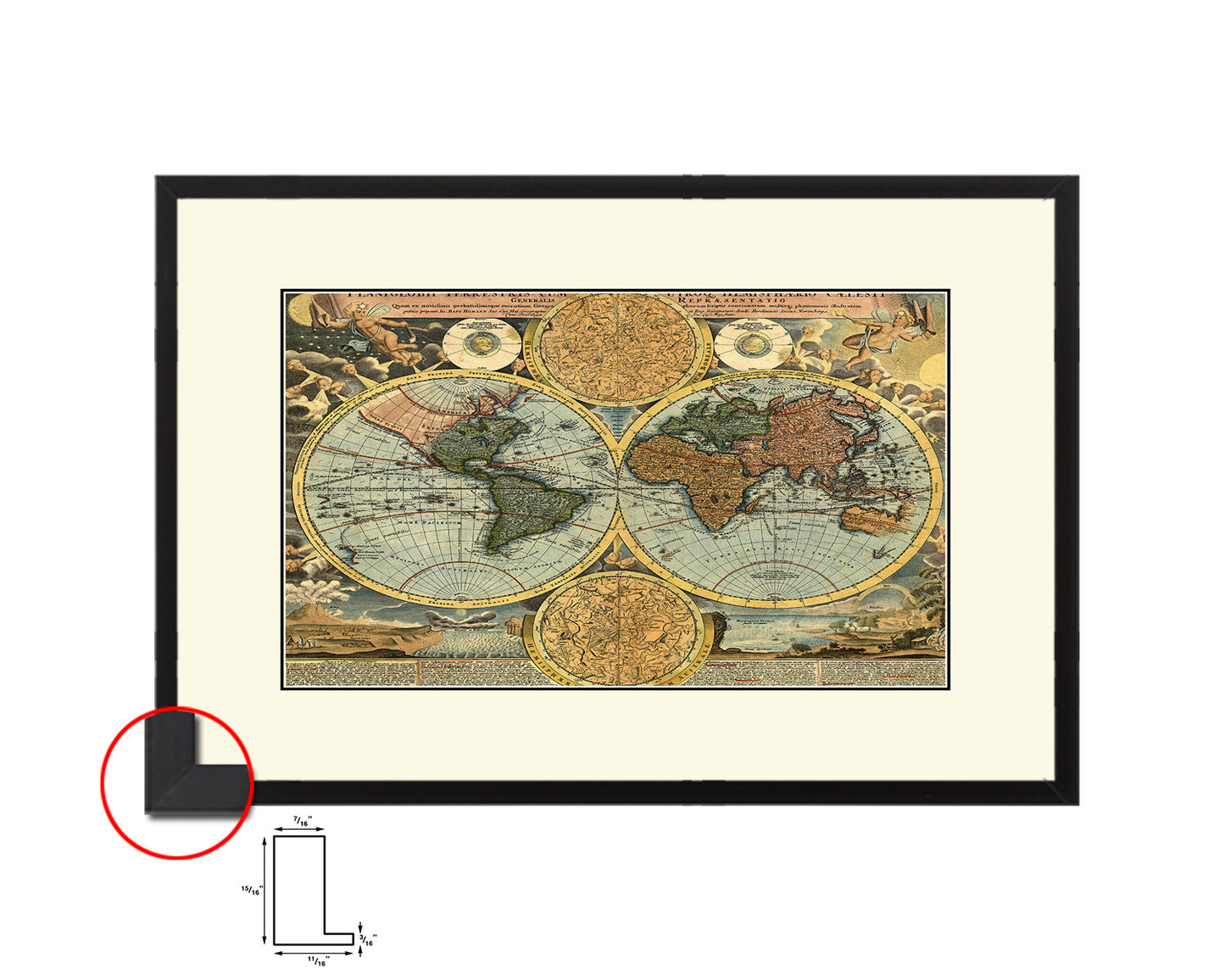 World Ortelius Circa Old Map Framed Print Art Wall Decor Gifts