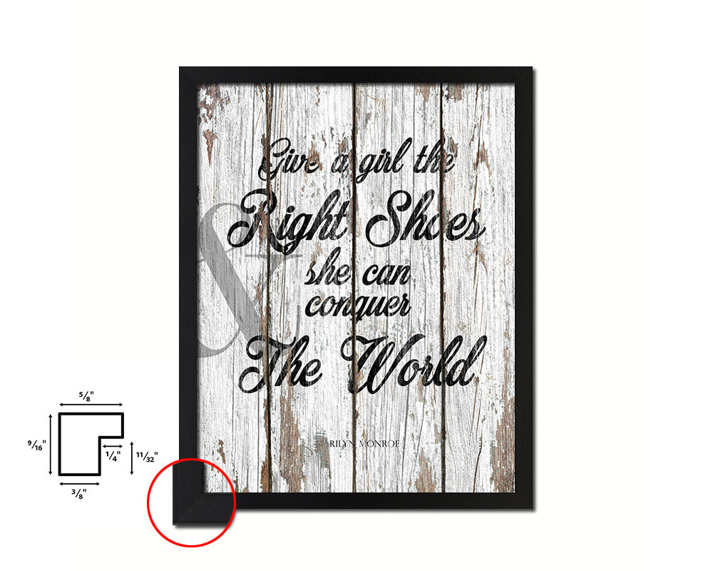 Give a girl the right shoes, Marilyn Monroe Quote Framed Print Home Decor Wall Art Gifts