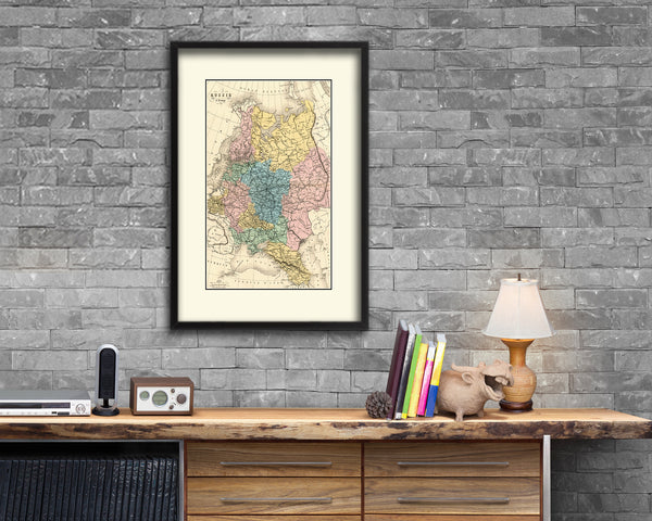 Russia Europe Old Map Wood Framed Print Art Wall Decor Gifts