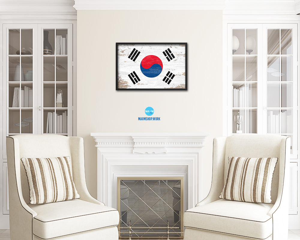 Korea Shabby Chic Country Flag Wood Framed Print Wall Art Decor Gifts