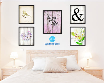 His love gives life, John 10:10-11 Quote Wood Framed Print Home Decor Wall Art Gifts