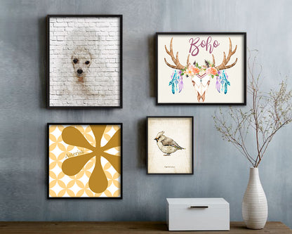 Poodles Dog Puppy Portrait Framed Print Pet Watercolor Wall Decor Art Gifts