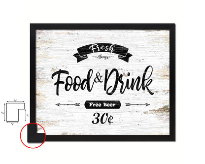 Fresh Food & Drink Vintage Sign Fine Art Paper Prints Wood Frame Wall Art Decor Gifts