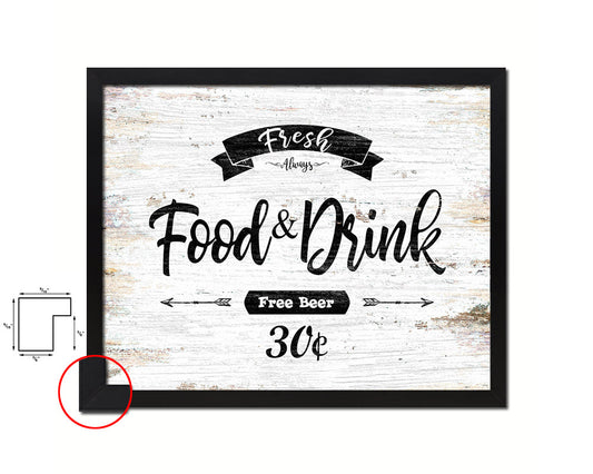 Fresh Food & Drink Vintage Sign Fine Art Paper Prints Wood Frame Wall Art Decor Gifts