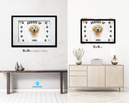 Beware of Jack Russell Terrier Sign Wood Framed Print Wall Art Decor Gifts