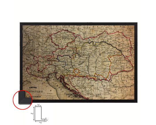 Austria Hungary Vintage Map Framed Print Art Wall Decor Gifts