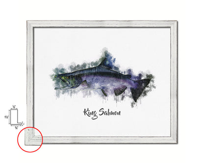 King Salmon Fish Framed Prints Modern Restaurant Sushi Bar Watercolor Wall Art Decor
