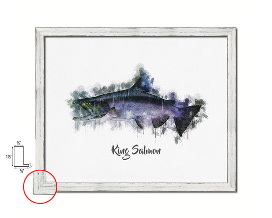 King Salmon Fish Framed Prints Modern Restaurant Sushi Bar Watercolor Wall Art Decor
