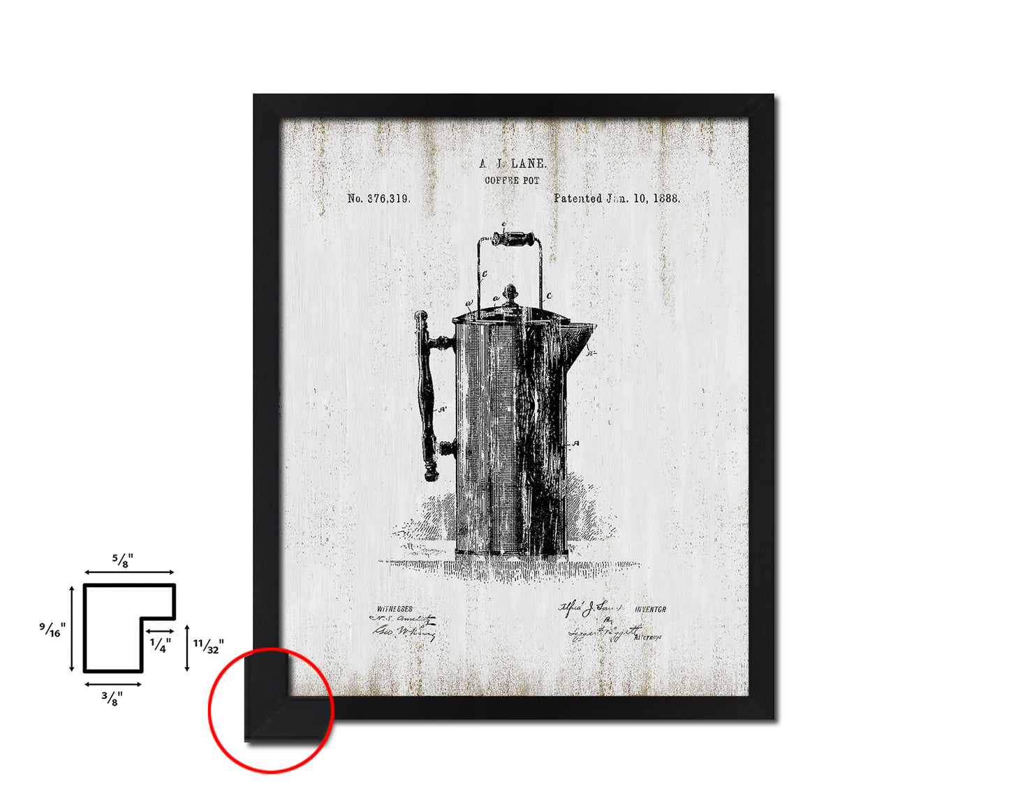 Pot Coffee Vintage Patent Artwork Black Frame Print Wall Art Decor Gifts