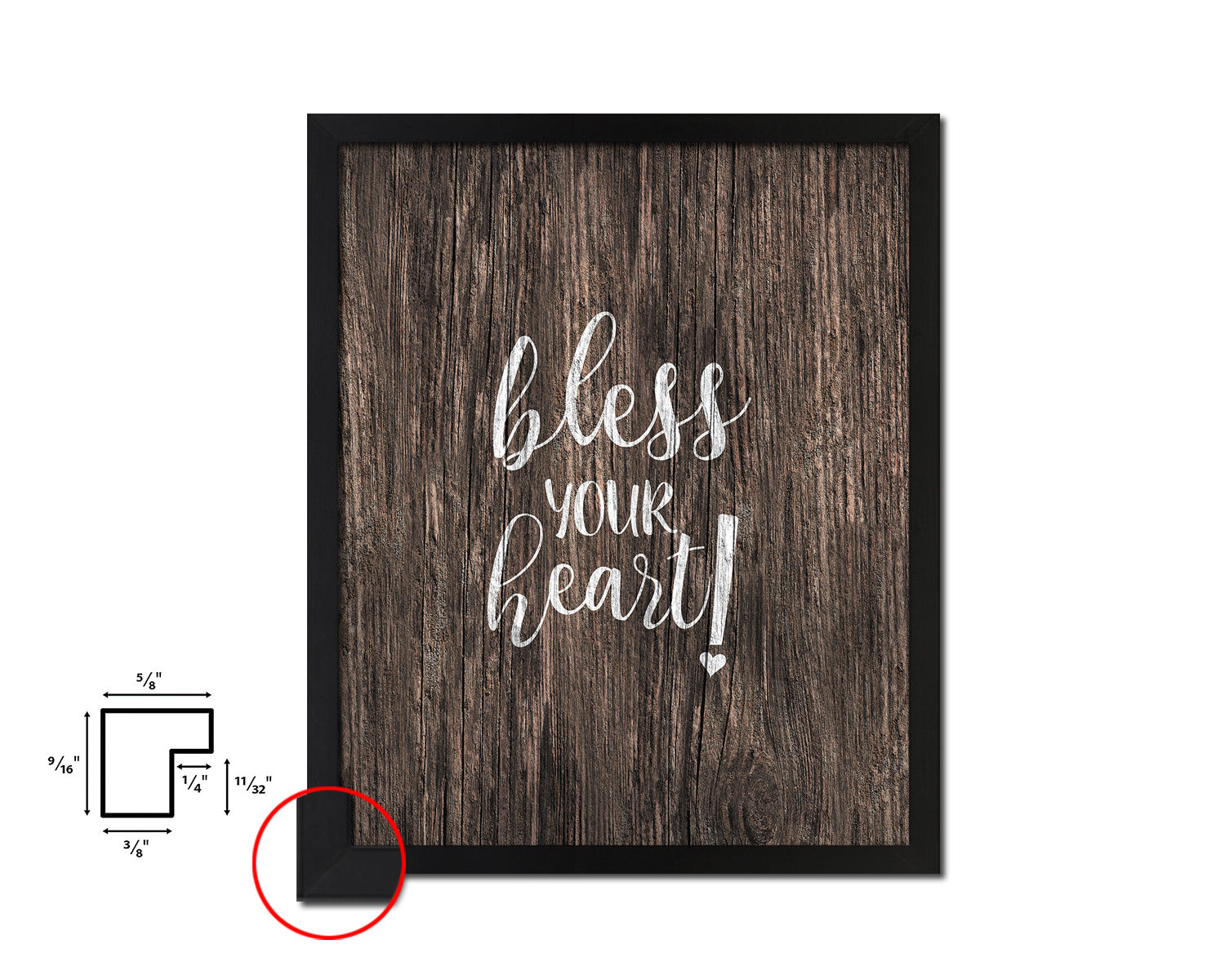 Bless your heart Quote Framed Artwork Print Home Decor Wall Art Gifts