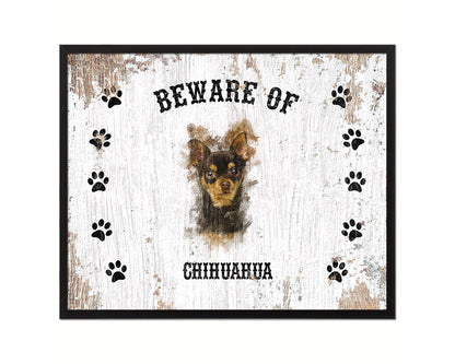 Beware of Cats and Dogs Sign Wood Framed Print Wall Art Decor Gifts