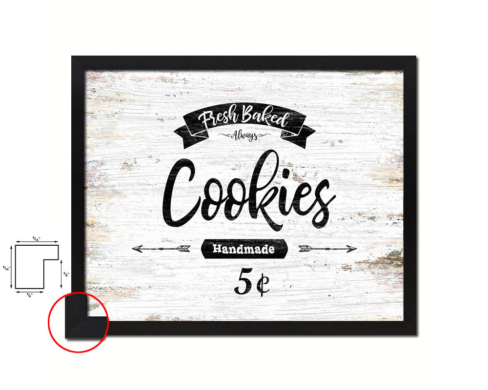 Fresh Baked Cookies Vintage Sign Fine Art Paper Prints Wood Frame Wall Art Decor Gifts