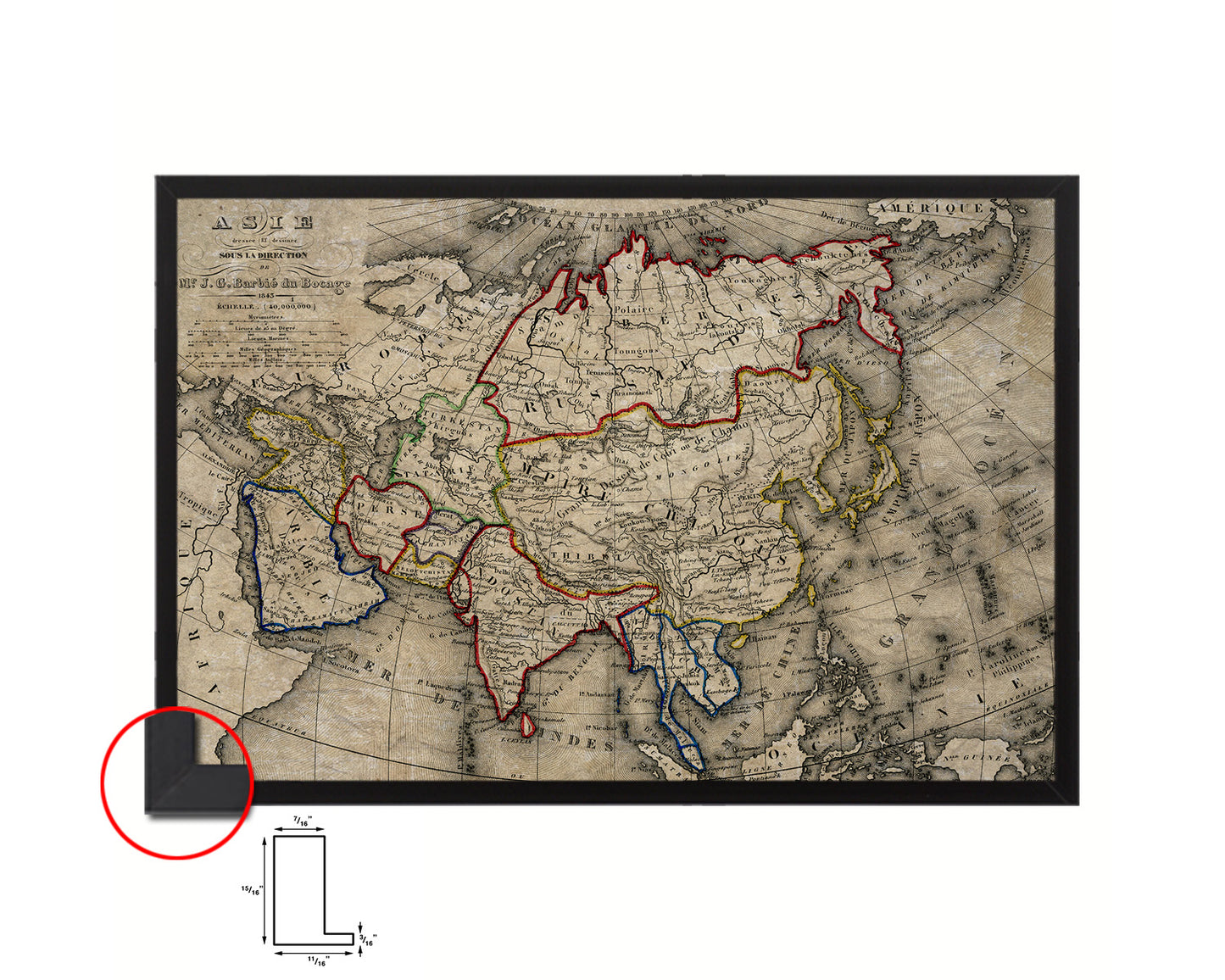 Asia 1846 Historical Map Framed Print Art Wall Decor Gifts