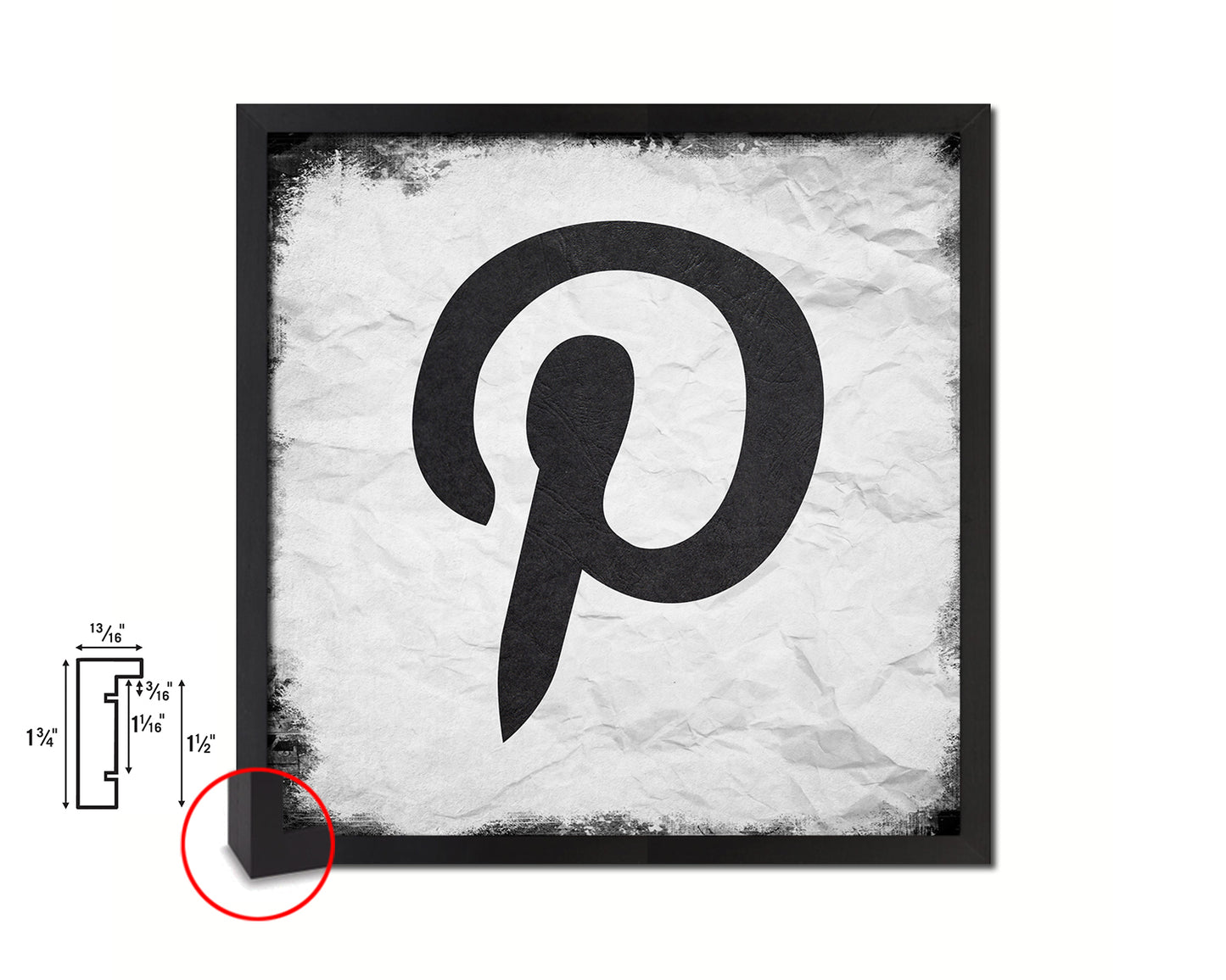 Pinterest Social Media Symbol Icons logo Wood Framed Print Home Decor Wall Art Gifts