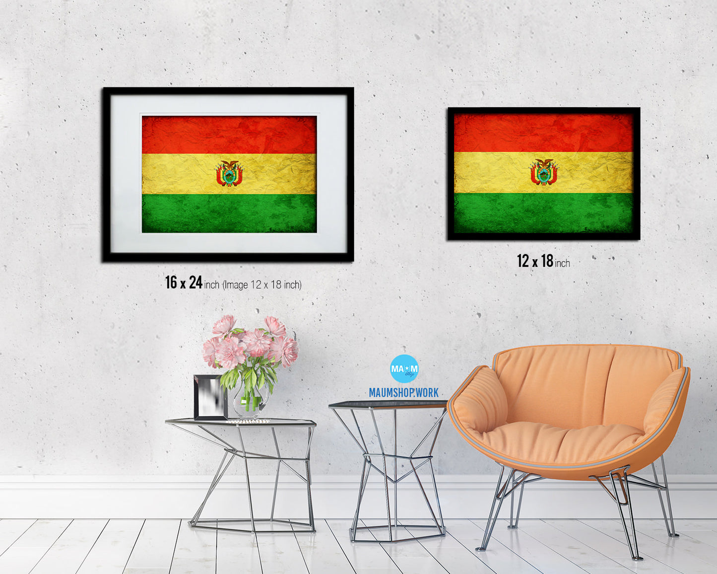 Bolivia Country Vintage Flag Wood Framed Print Wall Art Decor Gifts