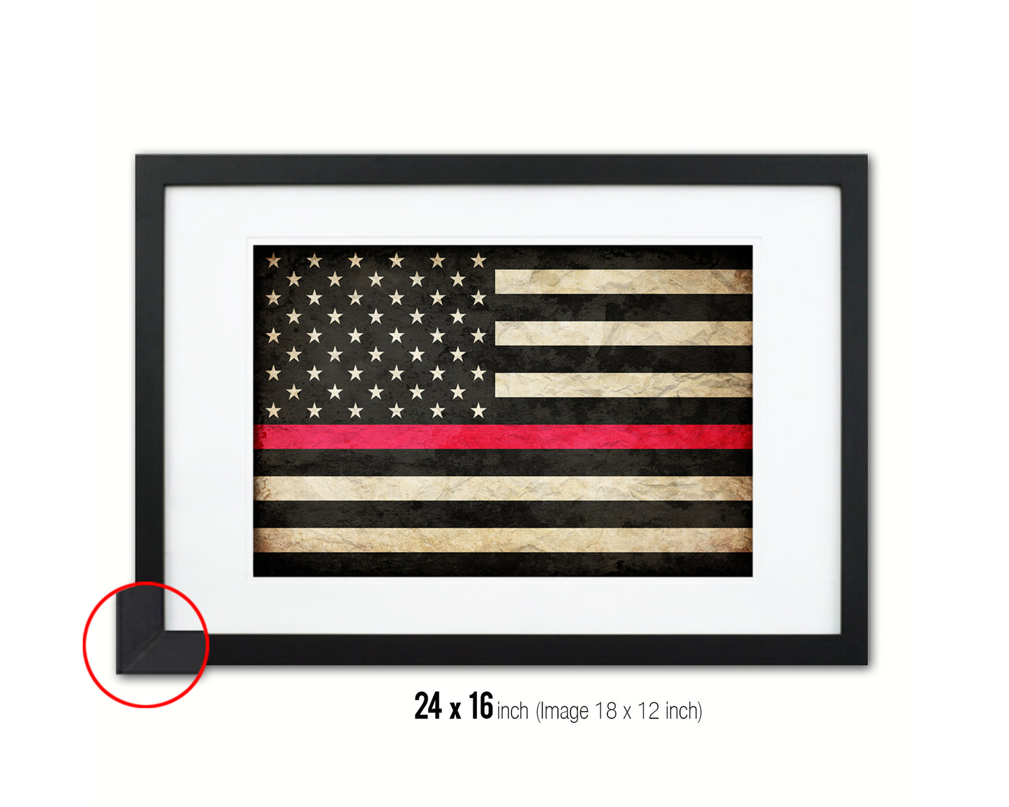 Thin Red Line Honoring Law Enforcement American Vintage Military Flag Art