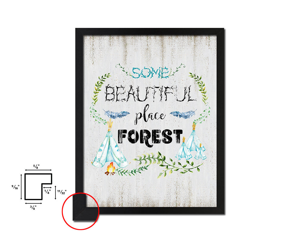 Some beautiful place forest Quote Wood Framed Print Wall Decor Art