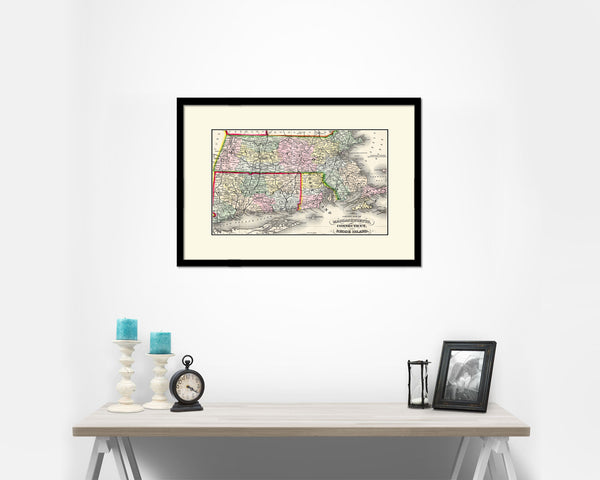 Massachusetts Spofford's Atlas United States 1900 Old Map Framed Print Art Wall Decor Gifts