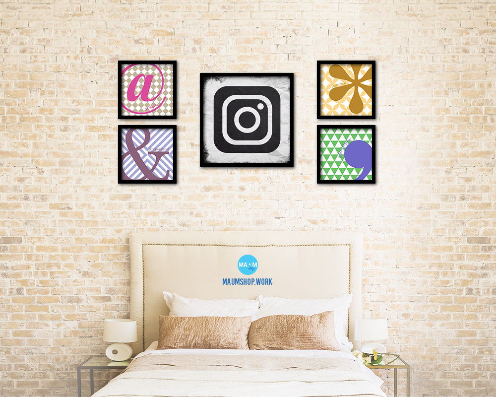 Instagram Social Media Symbol Icons logo Wood Framed Print Home Decor Wall Art Gifts