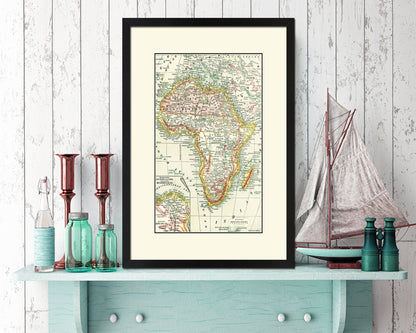 Africa Old Map Wood Framed Print Art Wall Decor Gifts