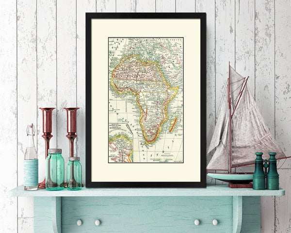 Africa Old Map Wood Framed Print Art Wall Decor Gifts