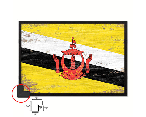 Brunei Shabby Chic Country Flag Wood Framed Print Wall Art Decor Gifts