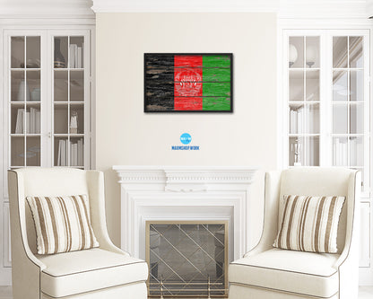 Afghanistan Country Wood Rustic National Flag Wood Framed Print Wall Art Decor Gifts