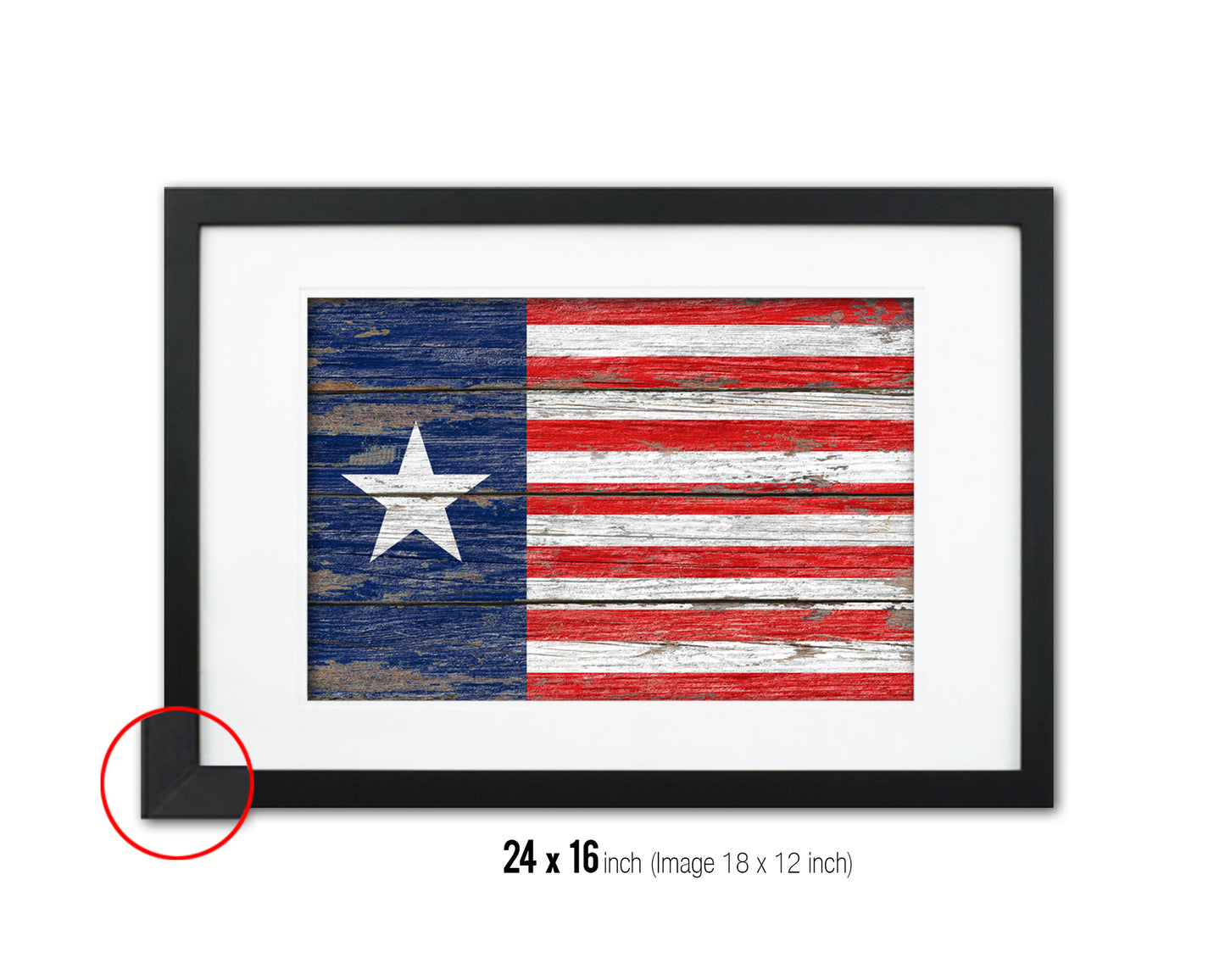 Texas Navy Texan Revolution 1838-1846 Naval Jack Wood Rustic Flag Framed Print Art