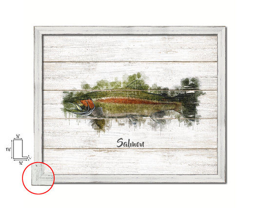 Salmon Fish Framed Prints Modern Restaurant Sushi Bar Watercolor Wall Art Decor