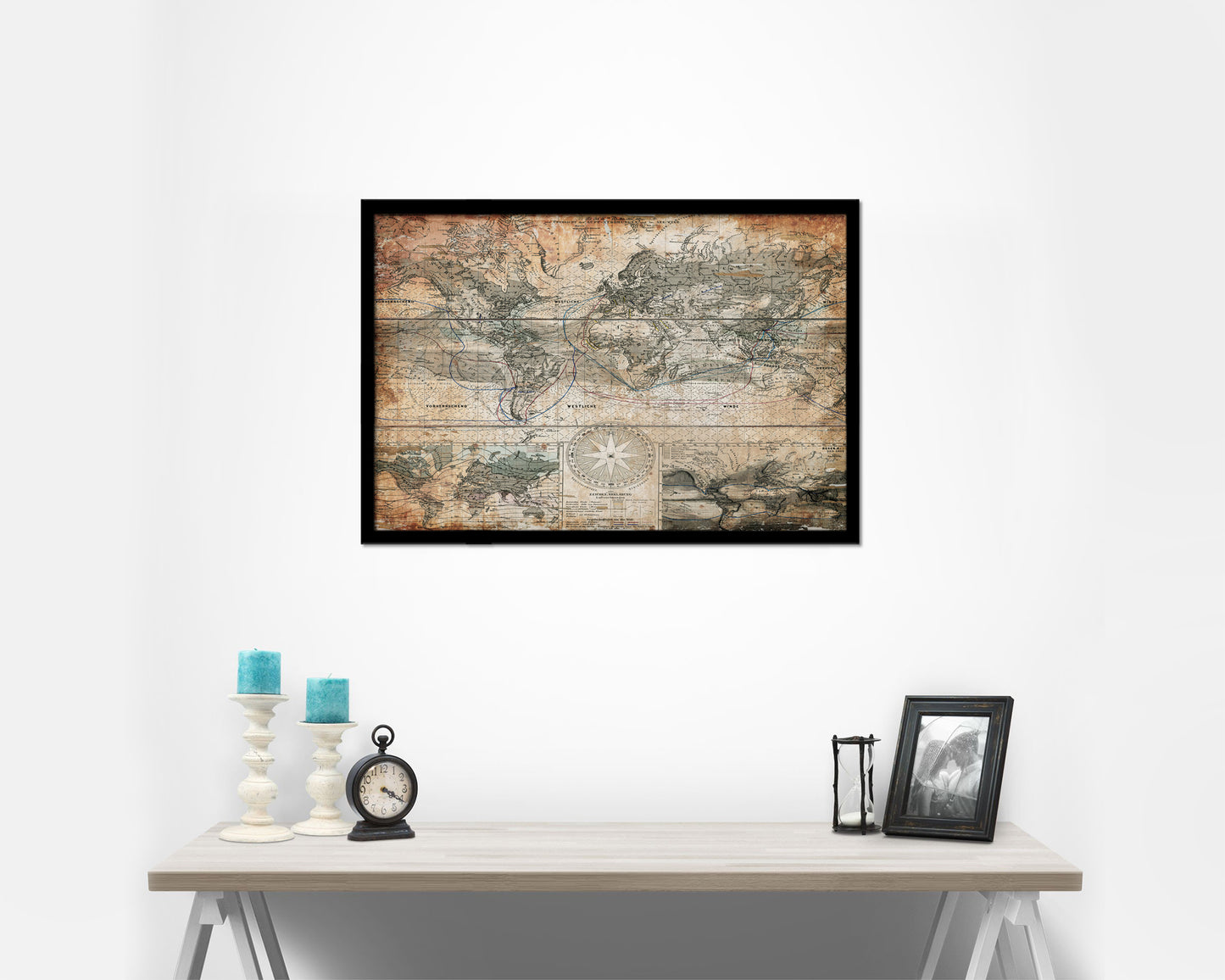 World Planiglobh Terrestris Hemisphario Calesti Antique Map Framed Print Art Wall Decor Gifts