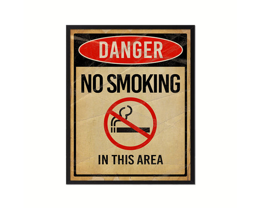 No smoking in this area Notice Danger Sign Framed Print Home Decor Wall Art Gifts