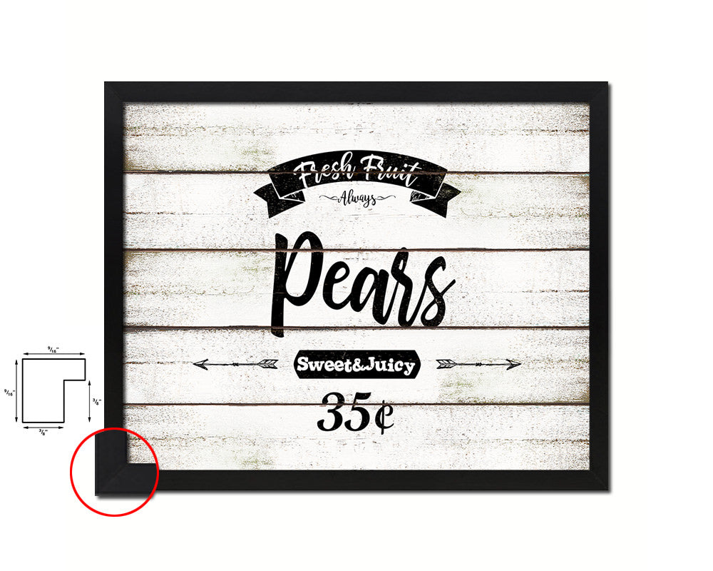 Fresh Fruit Pears Vintage Sign Fine Art Paper Prints Wood Frame Wall Art Decor Gifts