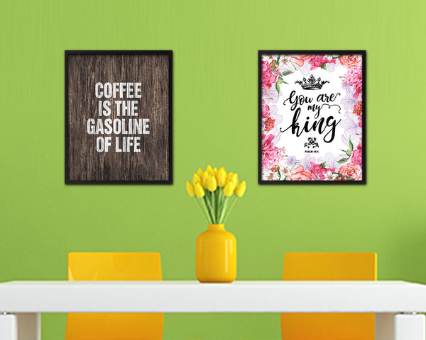 Coffee is the gasoline of life Quote Framed Artwork Print Wall Decor Art Gifts