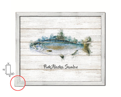 Pink Alaska Samlon Fish Framed Prints Modern Restaurant Sushi Bar Watercolor Wall Art Decor
