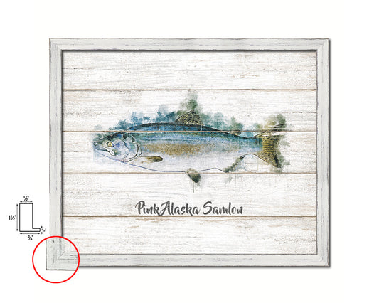 Pink Alaska Samlon Fish Framed Prints Modern Restaurant Sushi Bar Watercolor Wall Art Decor