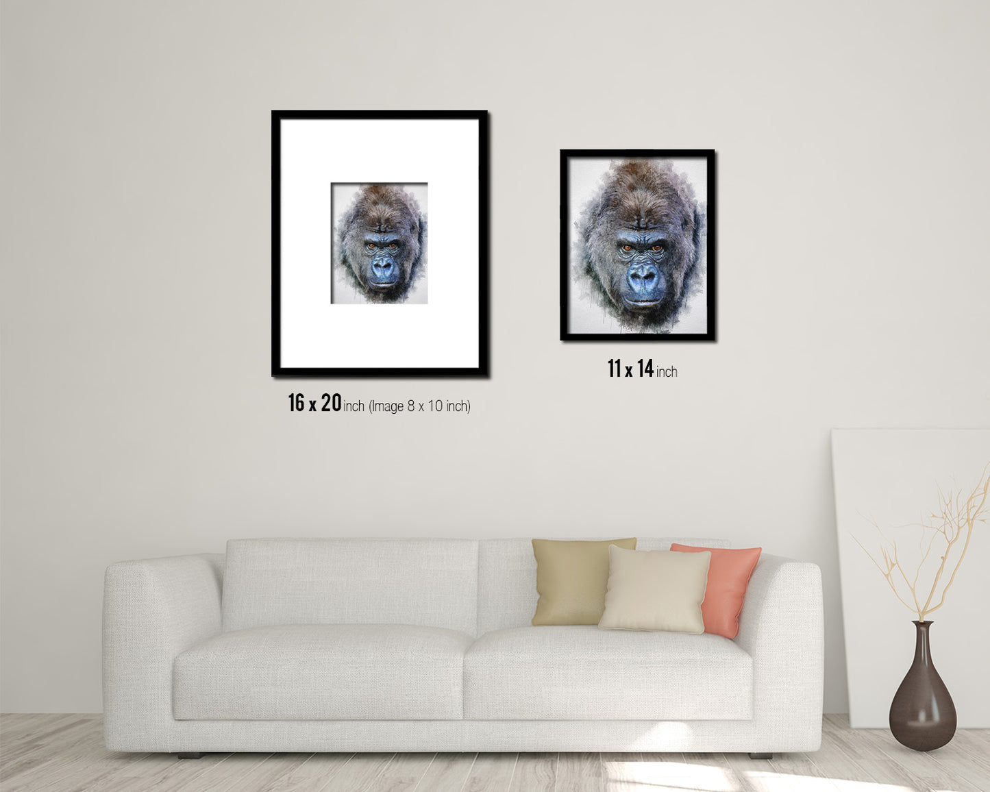 Gorillas Animal Painting Print Framed Art Home Wall Decor Gifts