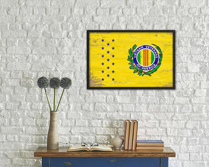 Vietnam War American Veterans Shabby Chic Military Flag Framed Print Decor Wall Art Gifts