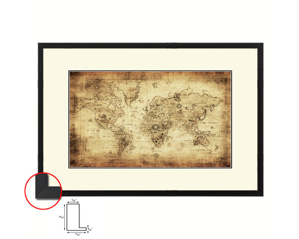 World Old Map Framed Print Art Wall Decor Gifts