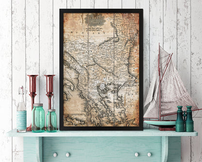 Greece Turkey Bulgaria Transylvania Romania 1799 Antique Map Wood Framed Print Art Wall Decor Gifts