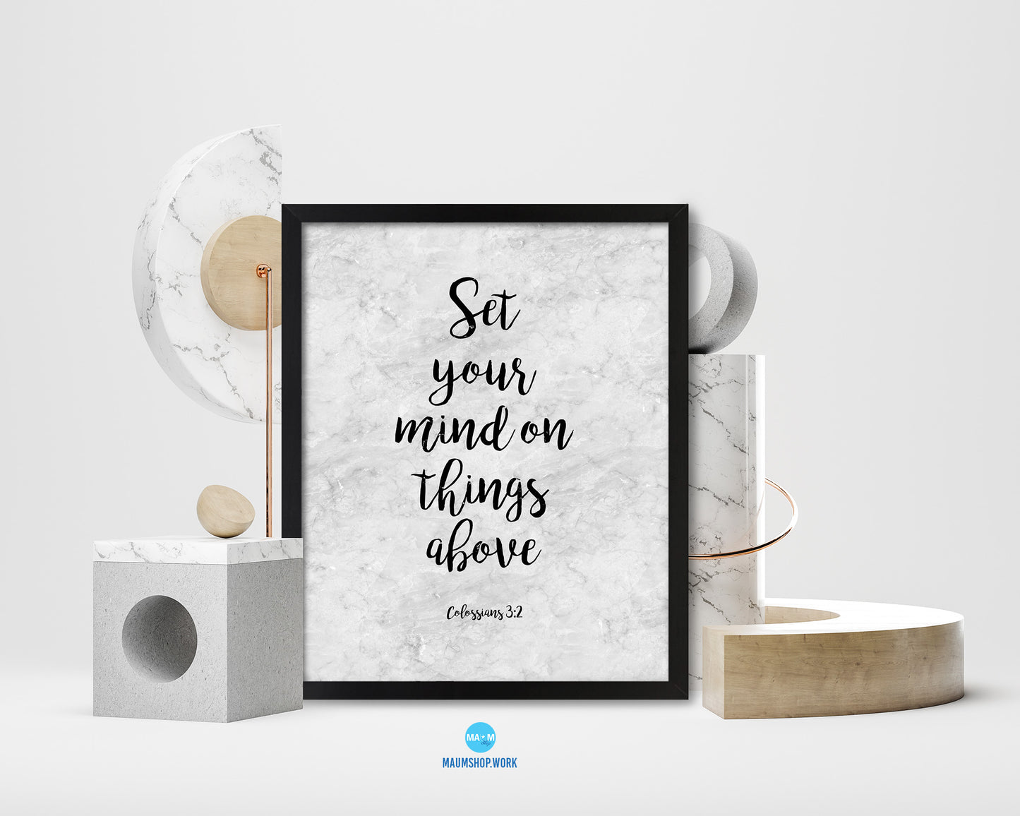 Set your mind on things above, Colossians 3:2 Bible Scripture Verse Framed Print Wall Art Decor Gifts