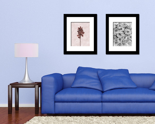 Violet Orchid Sepia Plants Art Wood Framed Print Wall Decor Gifts