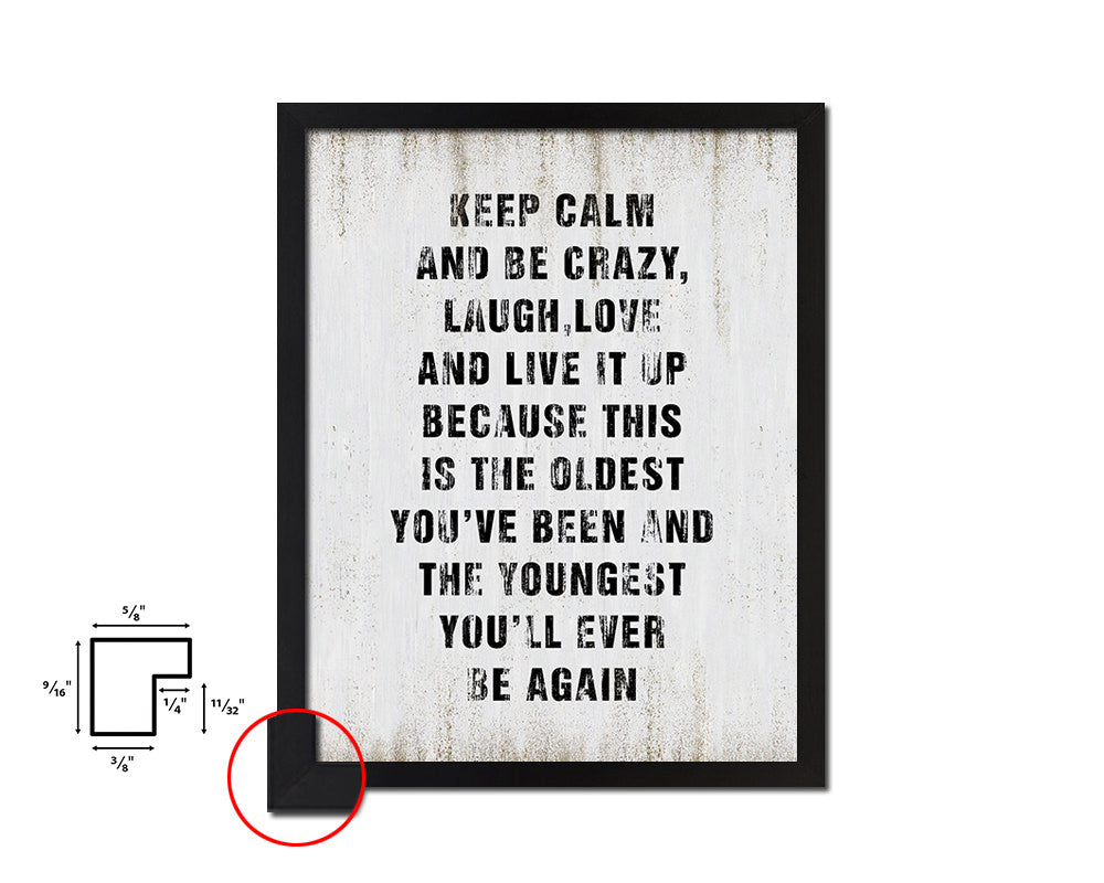 Keep calm and be crazy Quote Wood Framed Print Wall Decor Art