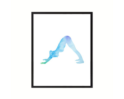 Downward Facing Dog Adho Mukha Sanasana Yoga Wood Framed Print Wall Decor Art Gifts